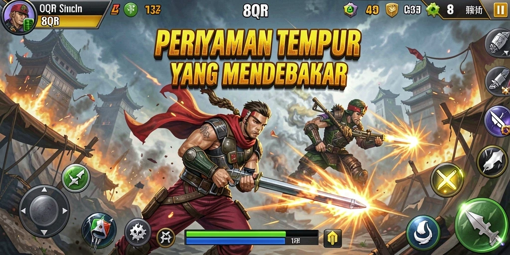 Tangkapan layar permainan 8QR menampilkan aksi intens dari pertempuran TPS.
