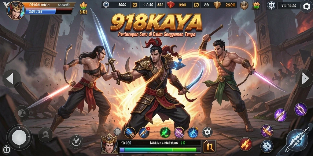 Screenshot gameplay 918KAYA yang menunjukkan aksi pertarungan seru.