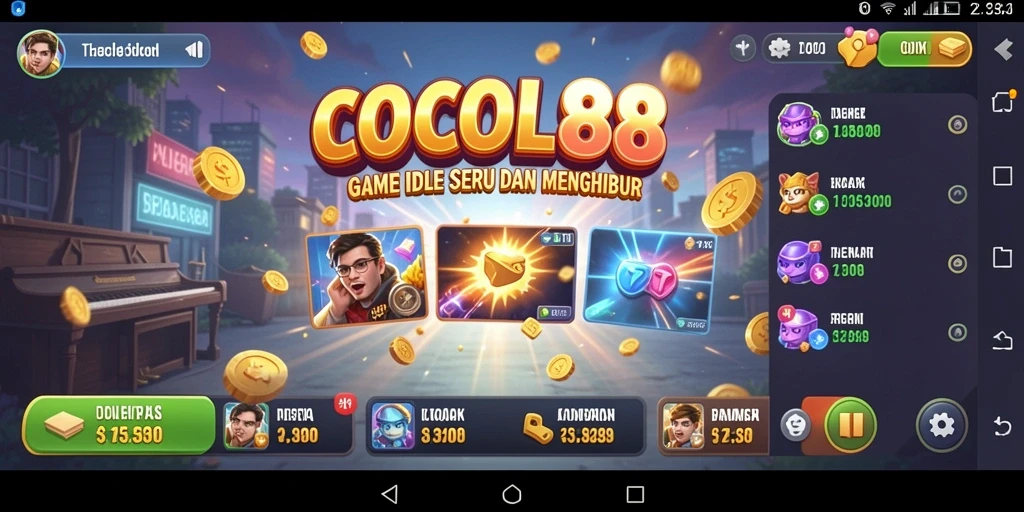 Screenshot gameplay COCOL88 menunjukkan karakter dan sumber daya yang berkembang.