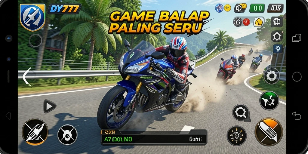 Tampilan seru dari gameplay balap motor DY777.