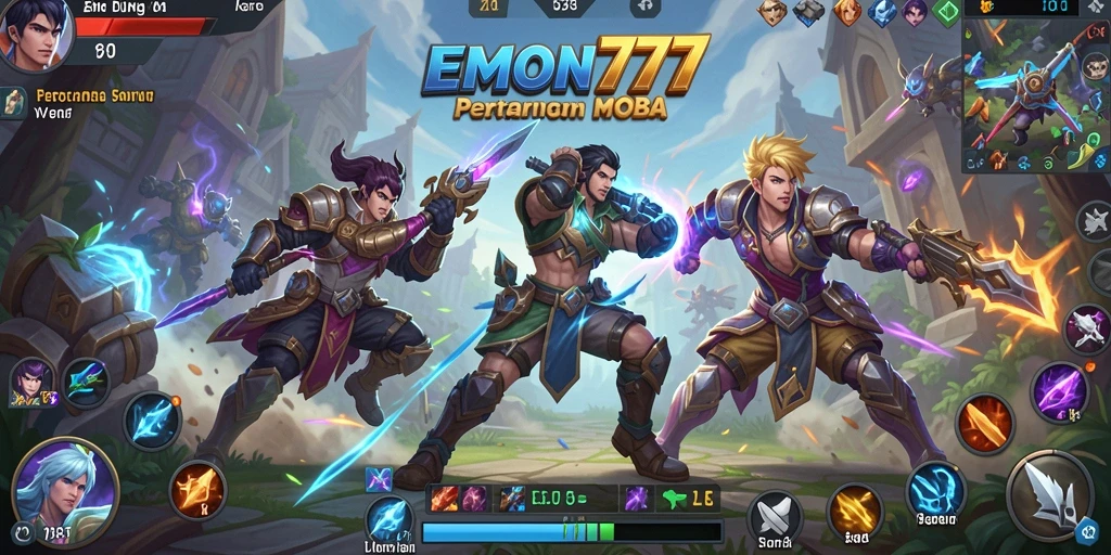 Tampilan menarik gameplay EMON777 di arena pertempuran.