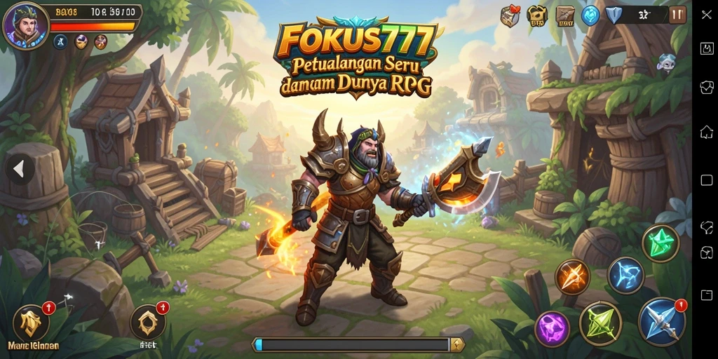 Tampilan aksi seru dalam gameplay RPG FOKUS777.