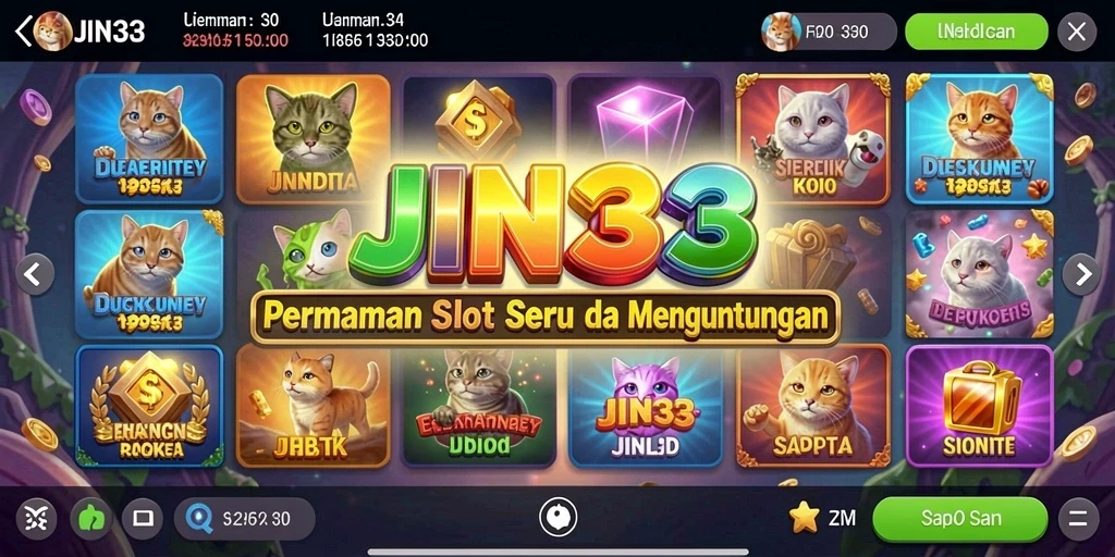 Tampilan gameplay <strong>JIN33</strong> dengan slot yang menarik dan animasi menarik.