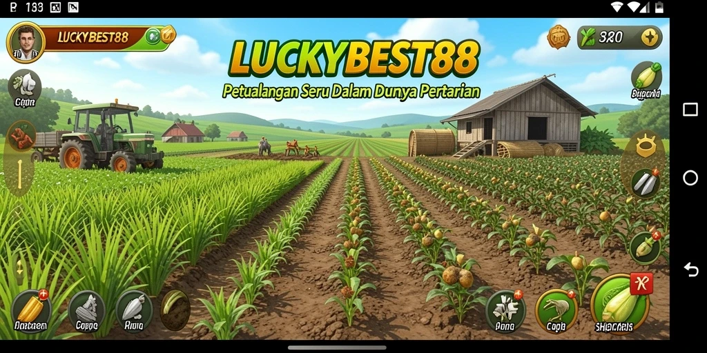 Screenshot gameplay LUCKYBEST88 yang menampilkan suasana bercocok tanam yang menarik.