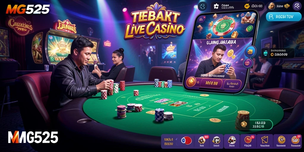 Screenshot MG525 menampilkan dealer live dalam permainan kasino yang menarik dan interaktif.