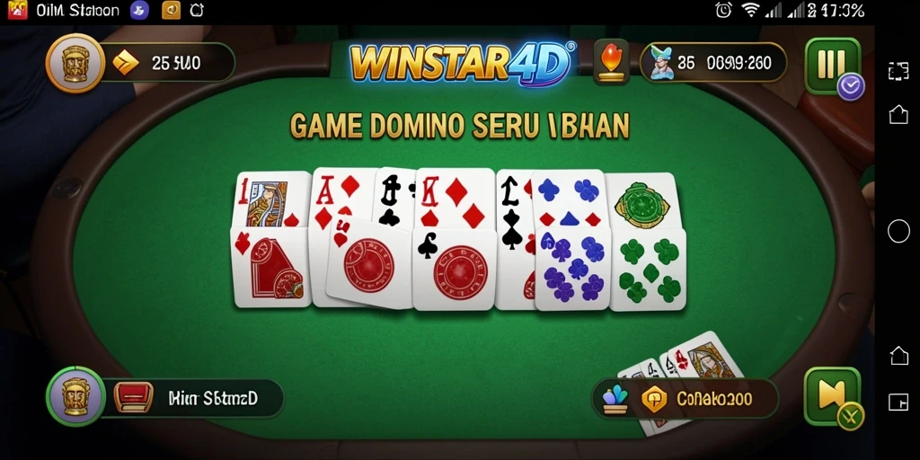 Screenshot gameplay WINSTAR4D yang menampilkan permainan Domino yang penuh aksi.