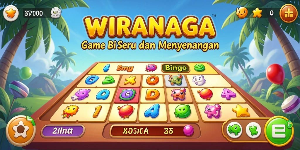 Screenshot menampilkan gameplay seru dari WIRANAGA dengan kartu bingo.