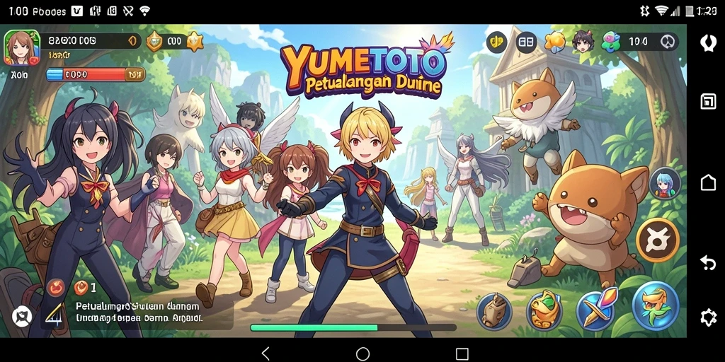 Screenshot YUMETOTO menampilkan pertempuran epik dalam dunia Anime.